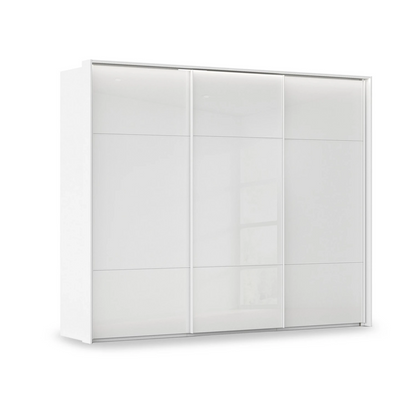 Rauch Haven 3 Door Slider Wardrobe with Glass Doors & Lights in White