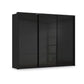 Rauch Haven 3 Door Slider Wardrobe with Glass Doors & Lights in Black