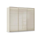 Rauch Haven 3 Door Slider Wardrobe with Glass Doors & Lights in Champagne