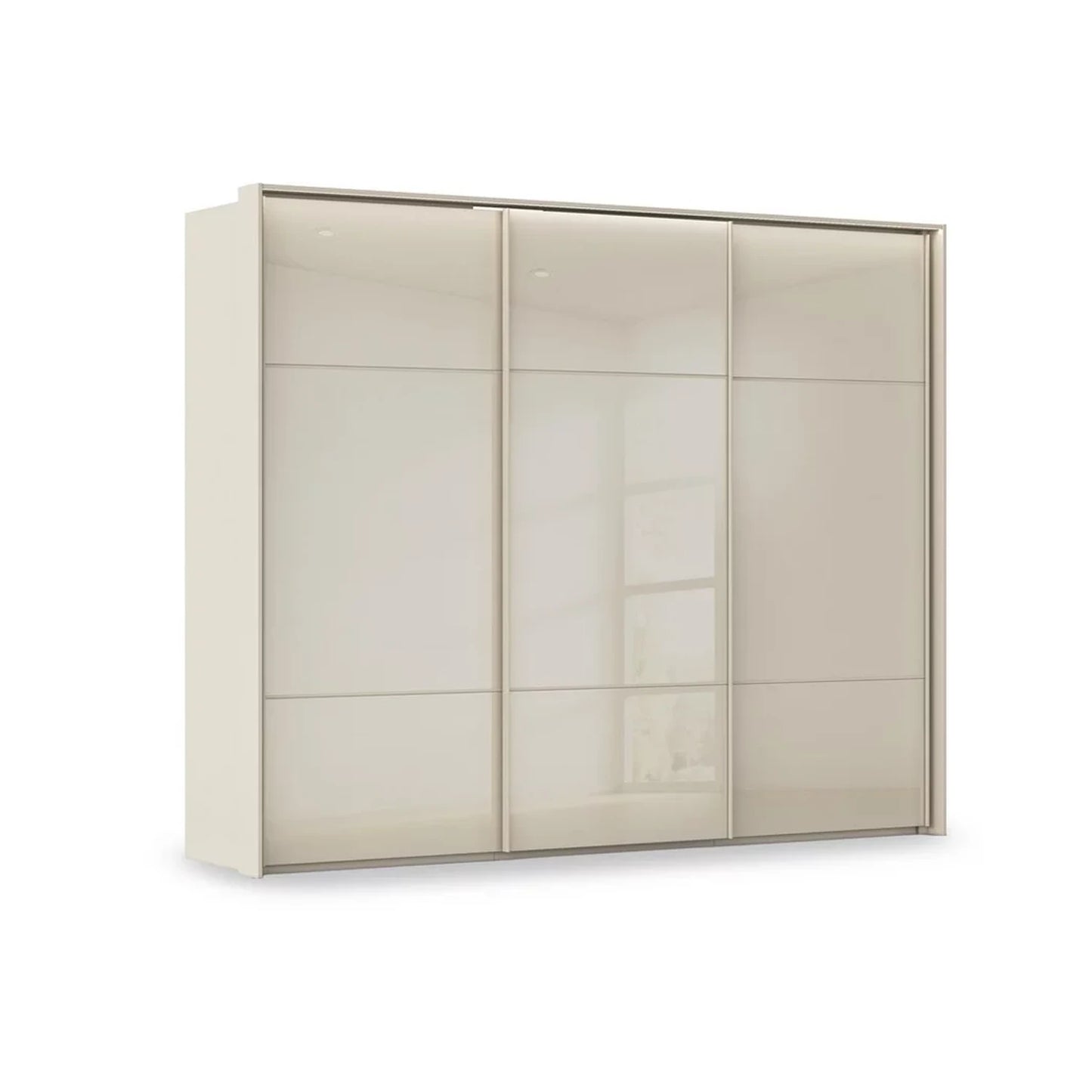 Rauch Haven 3 Door Slider Wardrobe with Glass Doors & Lights in Champagne