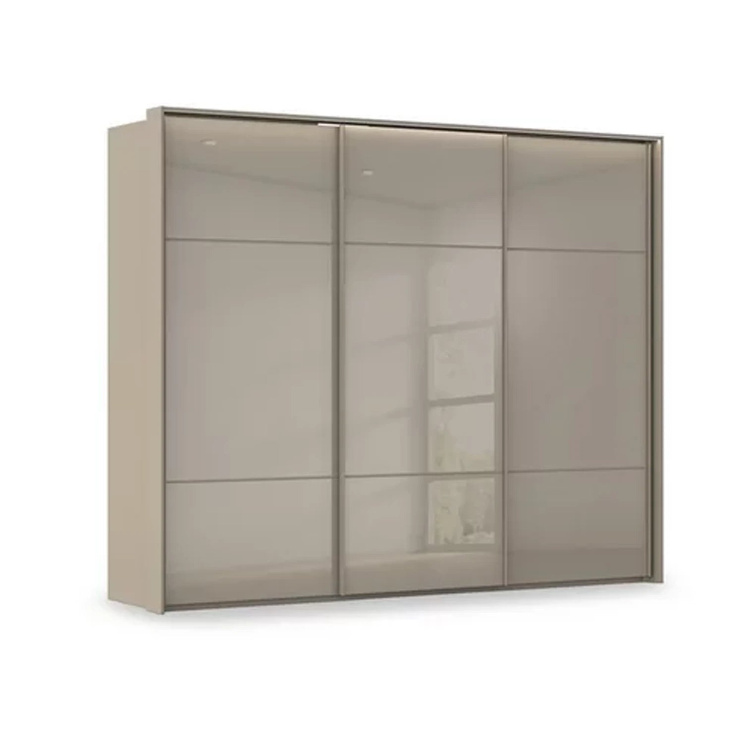 Rauch Haven 3 Door Slider Wardrobe with Glass Doors & Lights in Fango