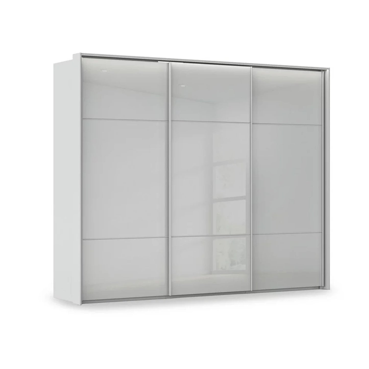 Rauch Haven 3 Door Slider Wardrobe with Glass Doors & Lights in Silk grey