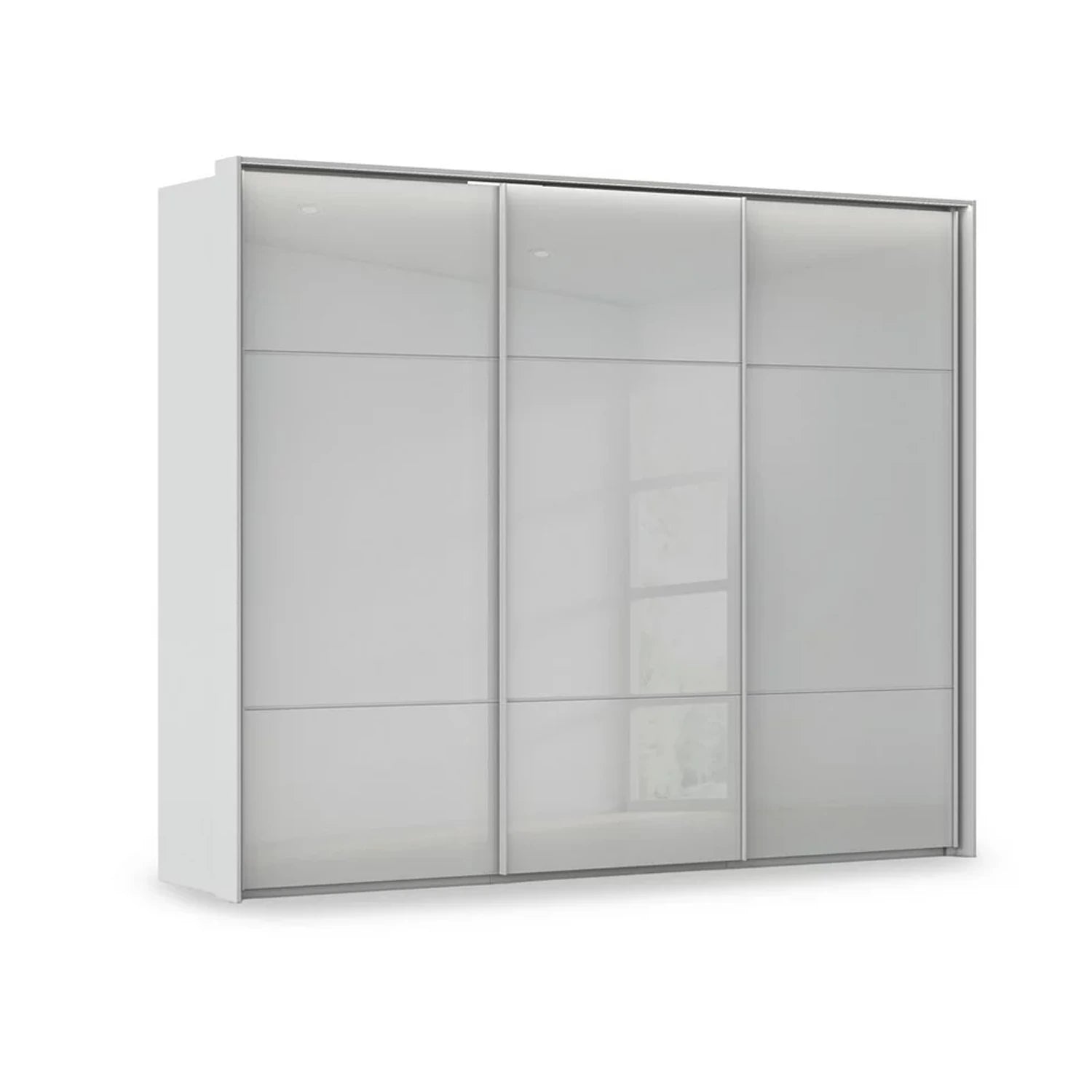 Rauch Haven 3 Door Slider Wardrobe with Glass Doors & Lights in Silk grey