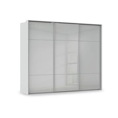 Rauch Haven 3 Door Slider Wardrobe with Glass Doors in Silk Grey