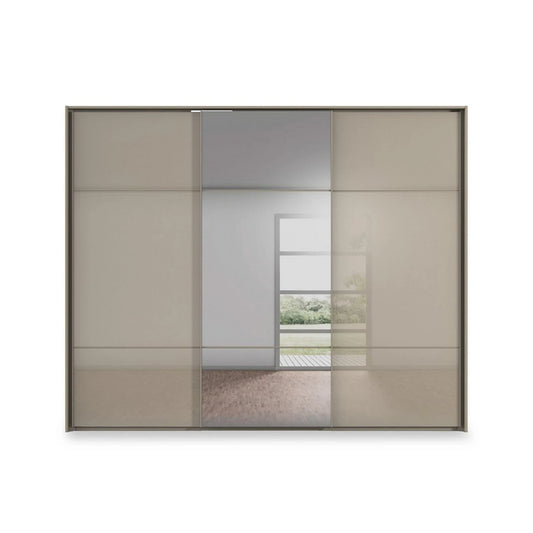 Rauch Haven 3 Door Slider Wardrobe with 2 Glass Doors and 1 Mirror Door - Front view