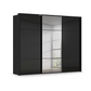 Rauch Heaven 3 Door Slider Wardrobe with 2 Glass Doors, 1 Mirror Door and Lights in Black