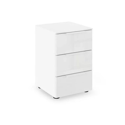 Rauch Heaven 3 Drawer Bedside Cabinet with Glass Front in White