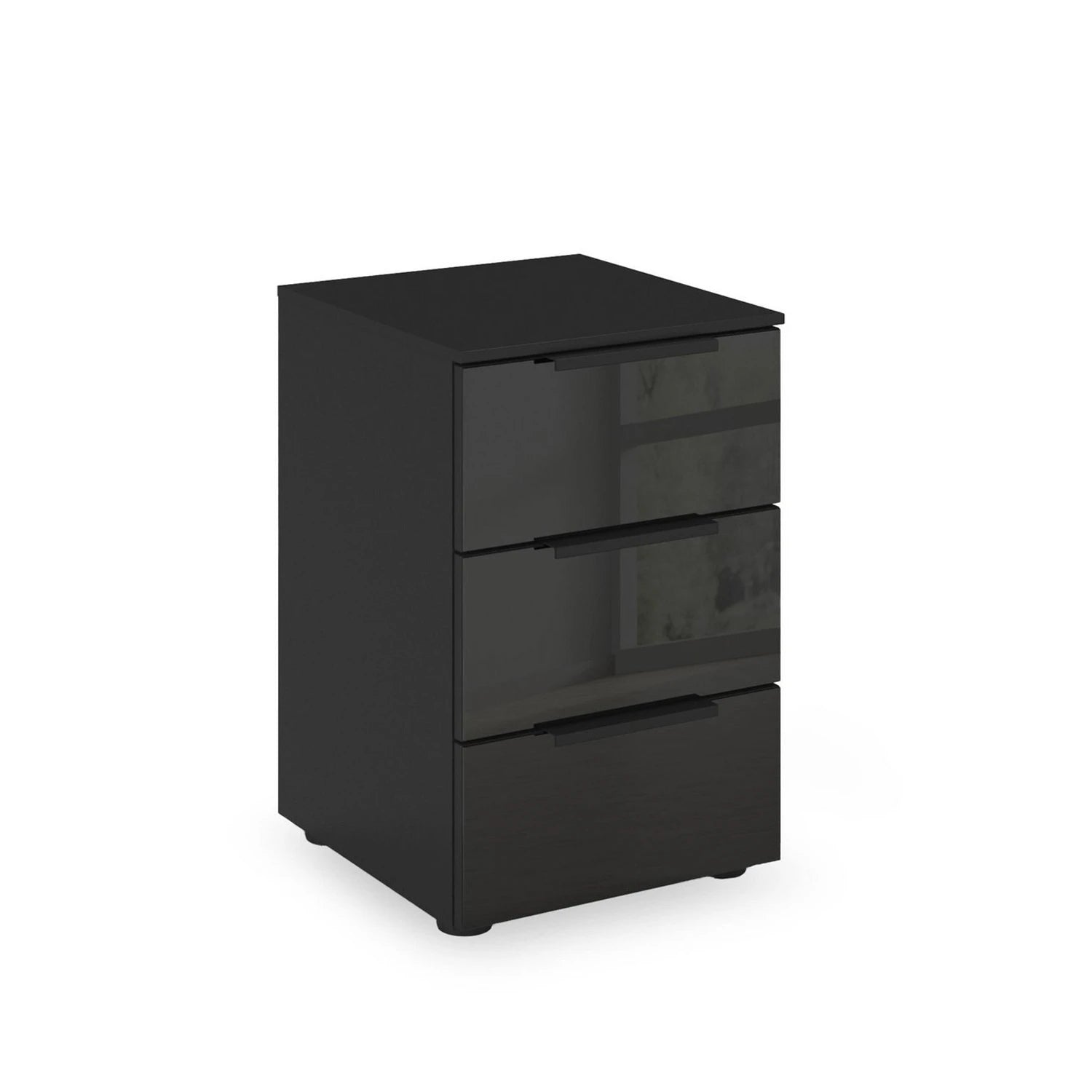 Rauch Heaven 3 Drawer Bedside Cabinet with Glass Front in Black