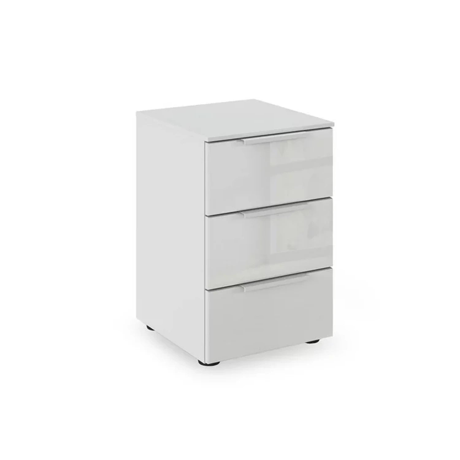 Rauch Heaven 3 Drawer Bedside Cabinet with Glass Front in Silk Grey
