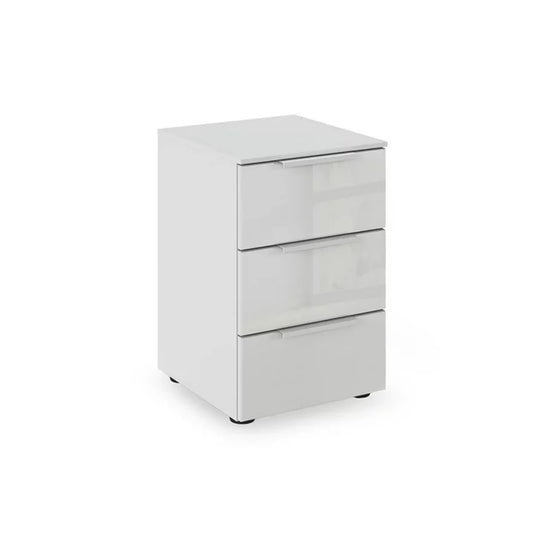Rauch Heaven 3 Drawer Bedside Cabinet with Glass Front in Silk Grey