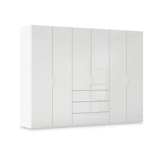Rauch Haven 301cm 6 Door Combi Wardrobe with Glass Doors in White