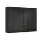 Rauch Haven 301cm 6 Door Combi Wardrobe with Glass Doors in Black