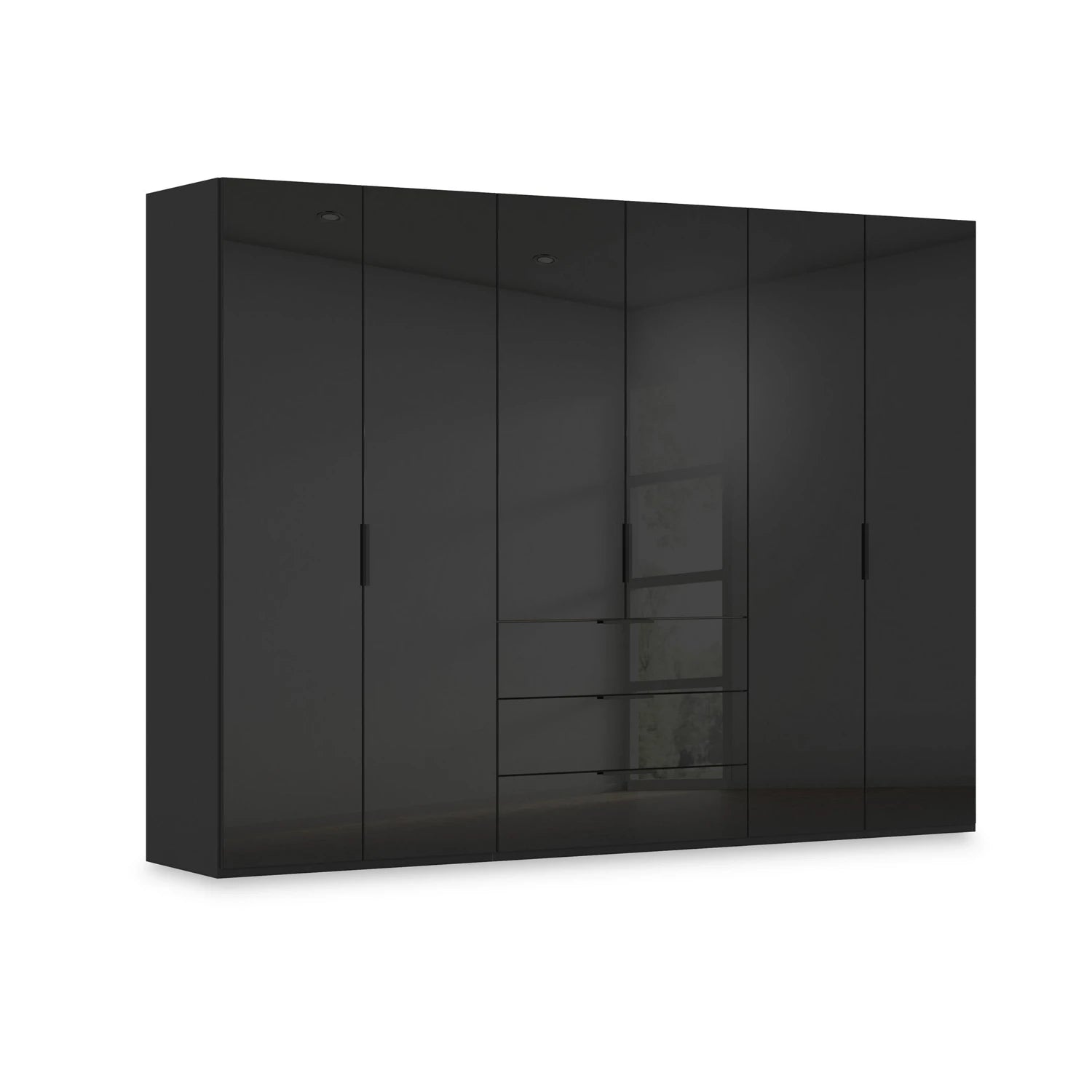 Rauch Haven 301cm 6 Door Combi Wardrobe with Glass Doors in Black