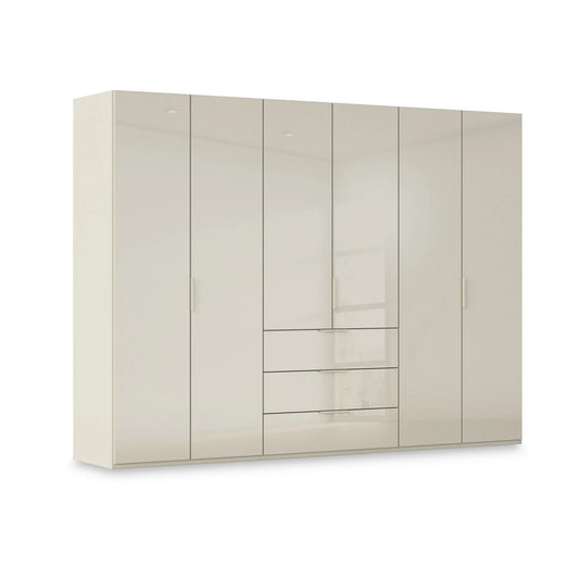 Rauch Haven 301cm 6 Door Combi Wardrobe with Glass Doors in Champagne