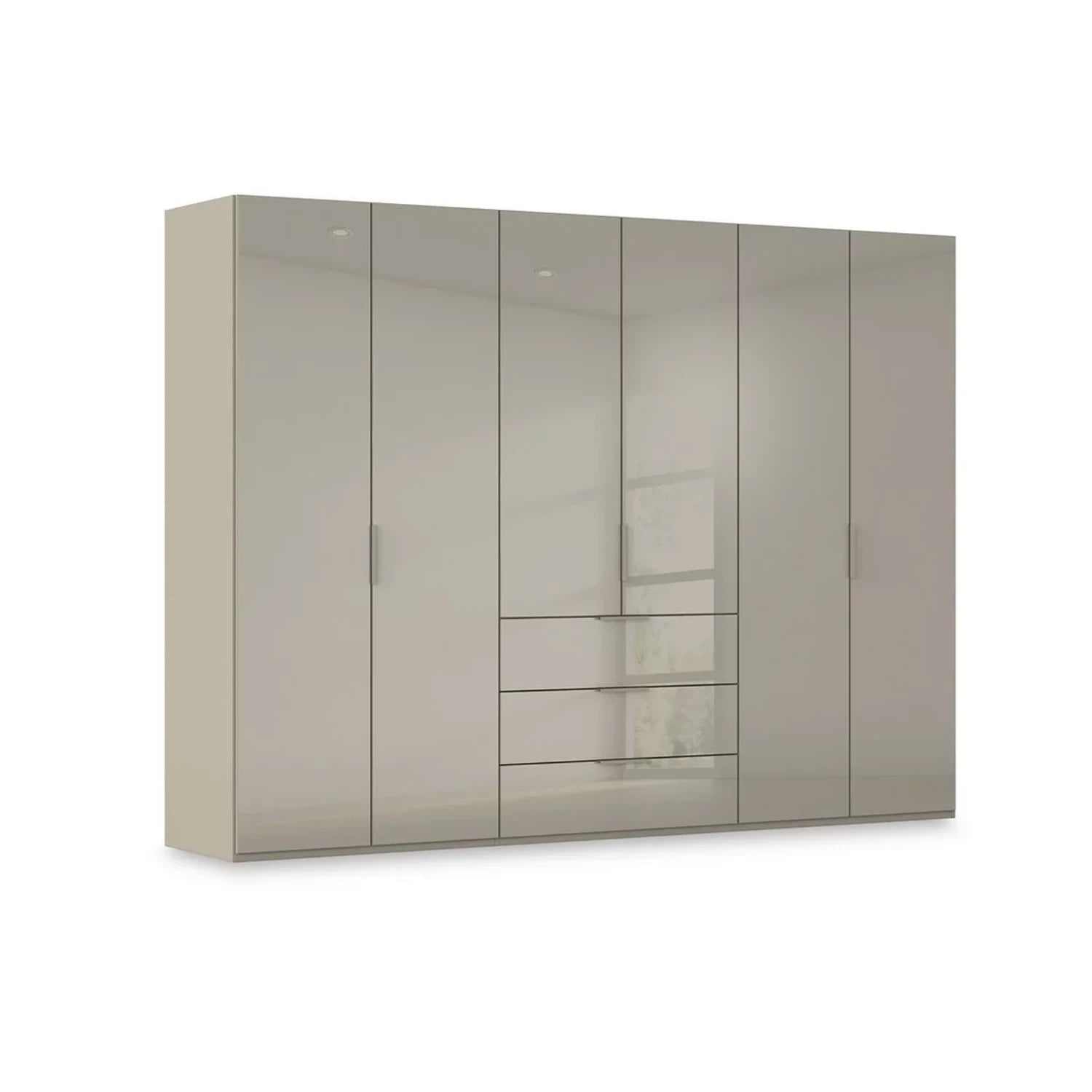 Rauch Haven 301cm 6 Door Combi Wardrobe with Glass Doors in Fango