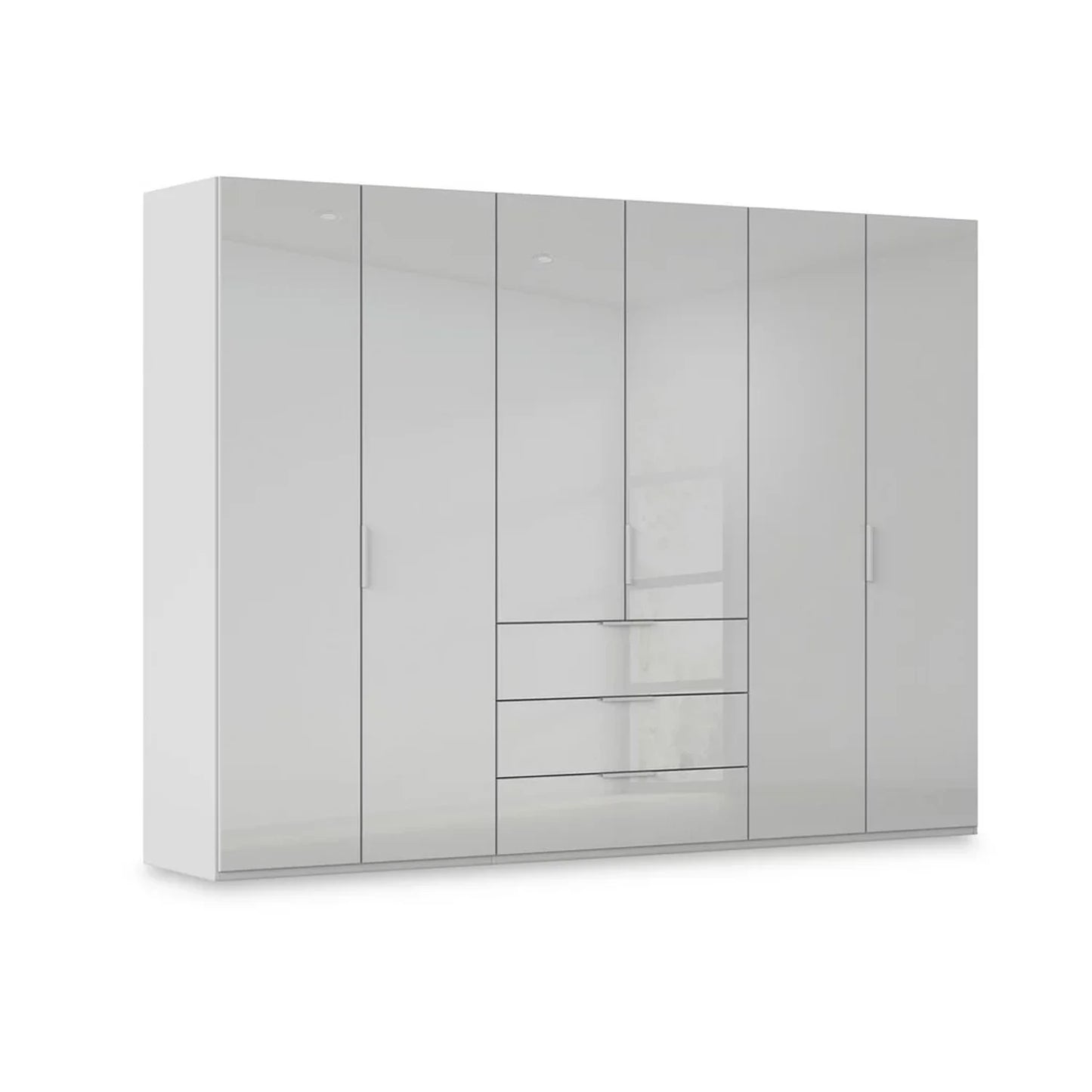 Rauch Haven 301cm 6 Door Combi Wardrobe with Glass Doors in Silk Grey