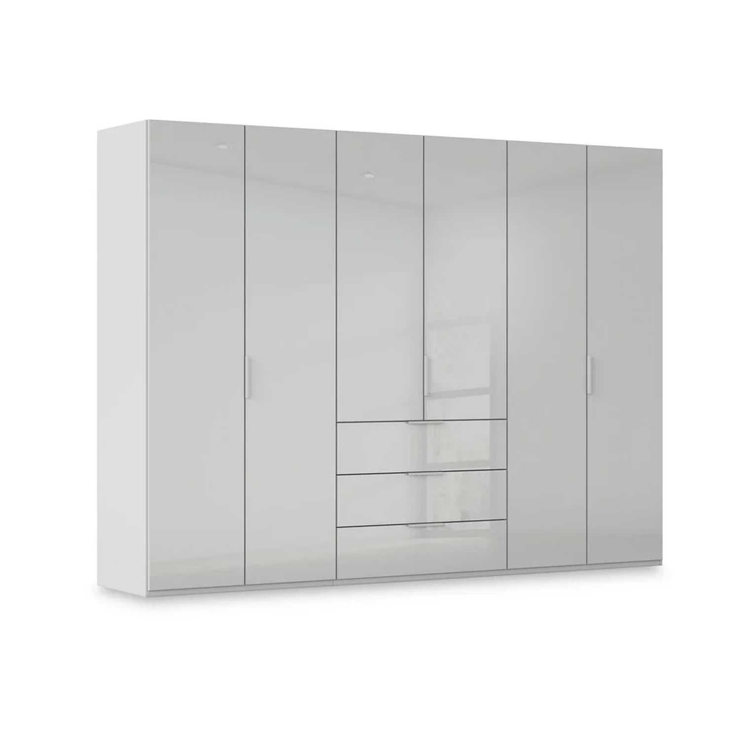 Rauch Haven 301cm 6 Door Combi Wardrobe with Glass Doors in Silk Grey