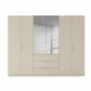 Rauch Haven 6 Door Combi Décor Wardrobe with 4 Décor Doors and 2 Mirror Doors in Champagne - Front view