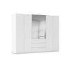 Rauch Haven 6 Door Combi Décor Wardrobe with 4 Décor Doors and 2 Mirror Doors in White