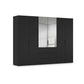 Rauch Haven 6 Door Combi Décor Wardrobe with 4 Décor Doors and 2 Mirror Doors in Black