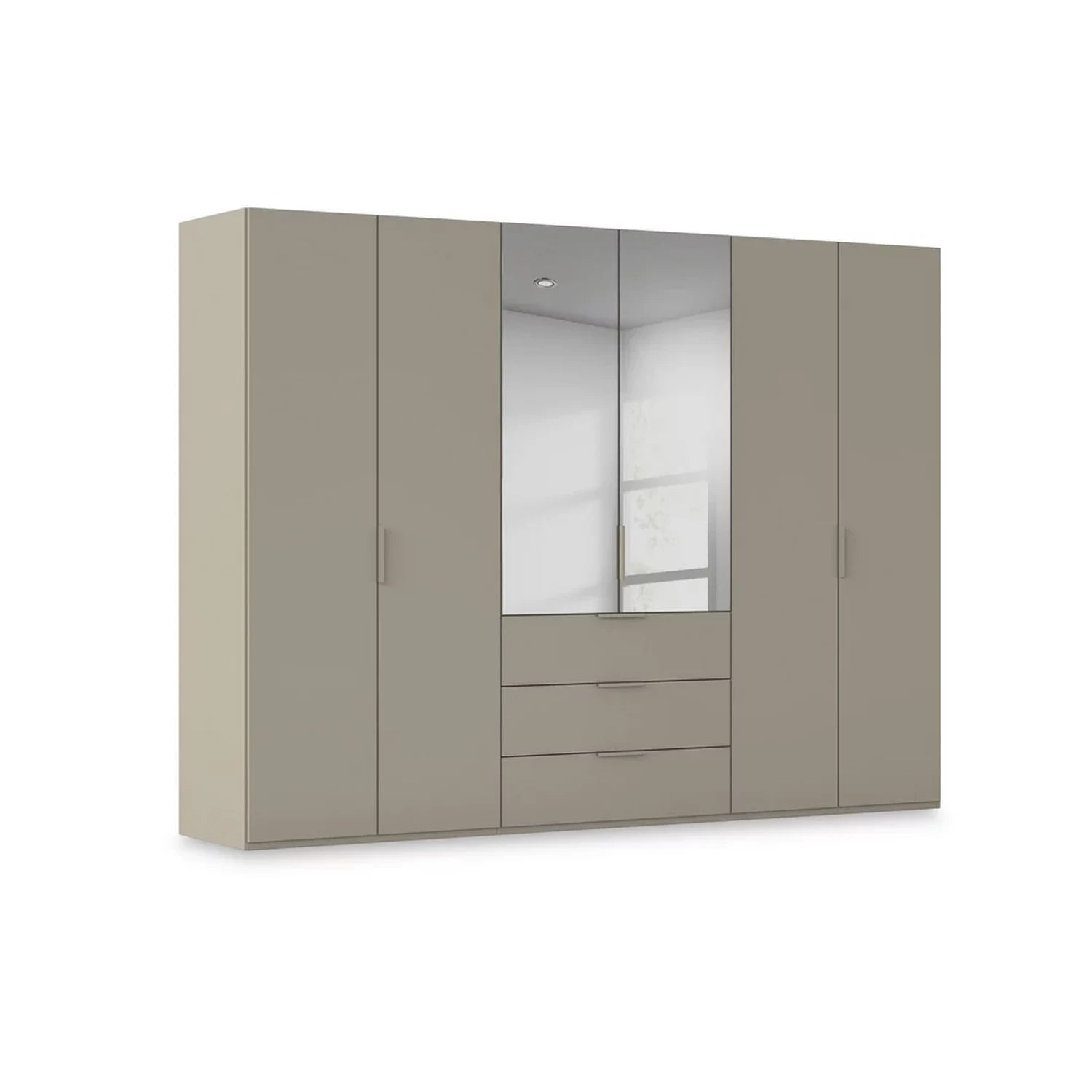 Rauch Haven 6 Door Combi Décor Wardrobe with 4 Décor Doors and 2 Mirror Doors in Fango