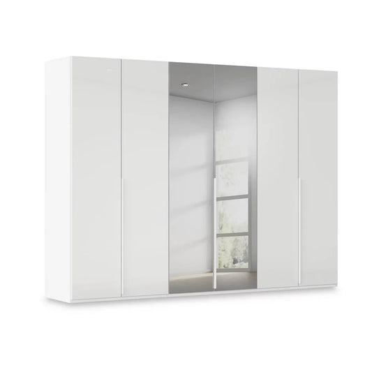 Rauch Heaven 6 Door Hinged Wardrobe with 4 Glass Doors and 2 Mirror Doors in White