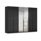 Rauch Heaven 6 Door Hinged Wardrobe with 4 Glass Doors and 2 Mirror Doors in Black