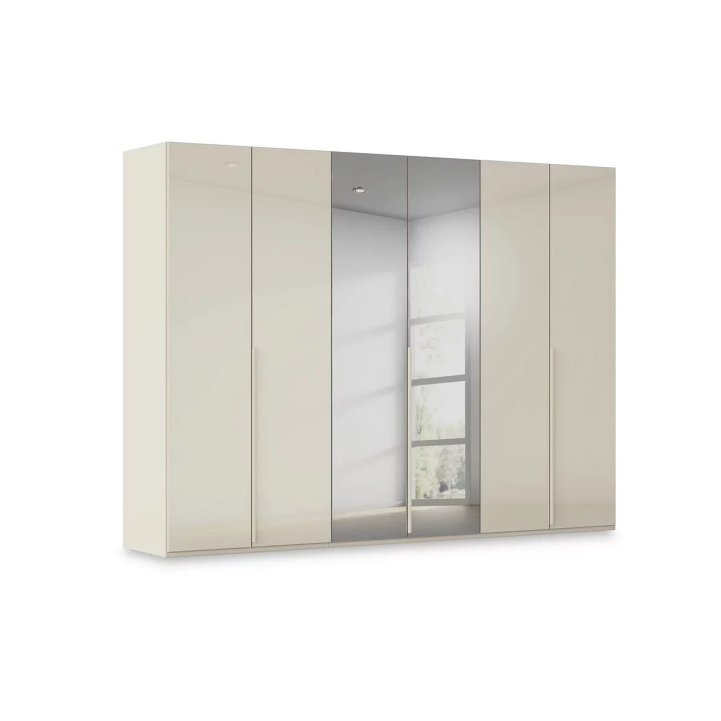 Rauch Heaven 6 Door Hinged Wardrobe with 4 Glass Doors and 2 Mirror Doors in Champagne