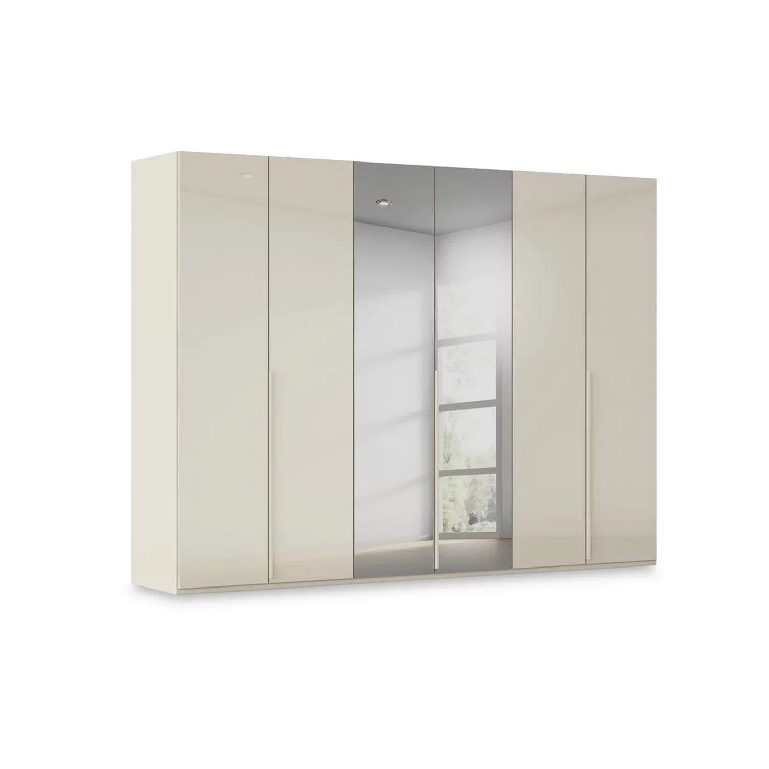 Rauch Heaven 6 Door Hinged Wardrobe with 4 Glass Doors and 2 Mirror Doors in Champagne