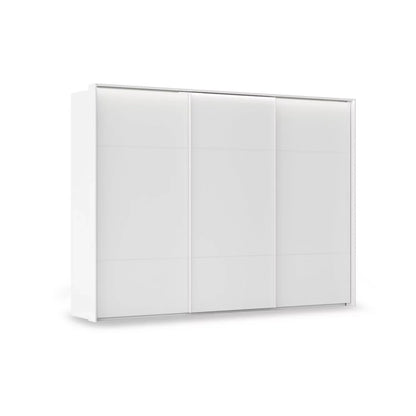 Rauch Haven 3 Door Slider Wardrobe with Décor Doors & Lights in White