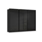Rauch Haven 3 Door Slider Wardrobe with Glass Doors and Lights in Black