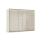 Rauch Haven 3 Door Slider Wardrobe with Glass Doors and Lights in Champagne