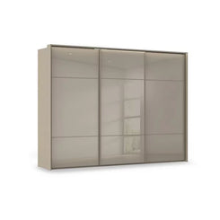 Rauch Haven 3 Door Slider Wardrobe with Glass Doors and Lights in Fango