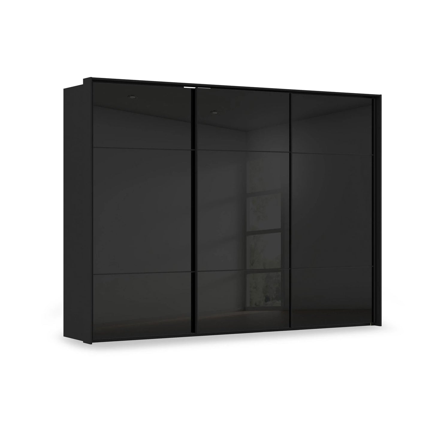 Rauch Haven 3 Door Slider Wardrobe with Glass Doors in Black