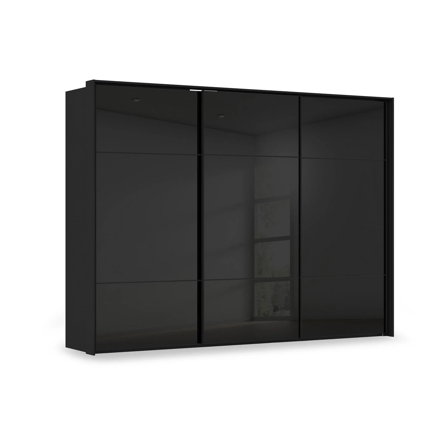 Rauch Haven 3 Door Slider Wardrobe with Glass Doors in Black