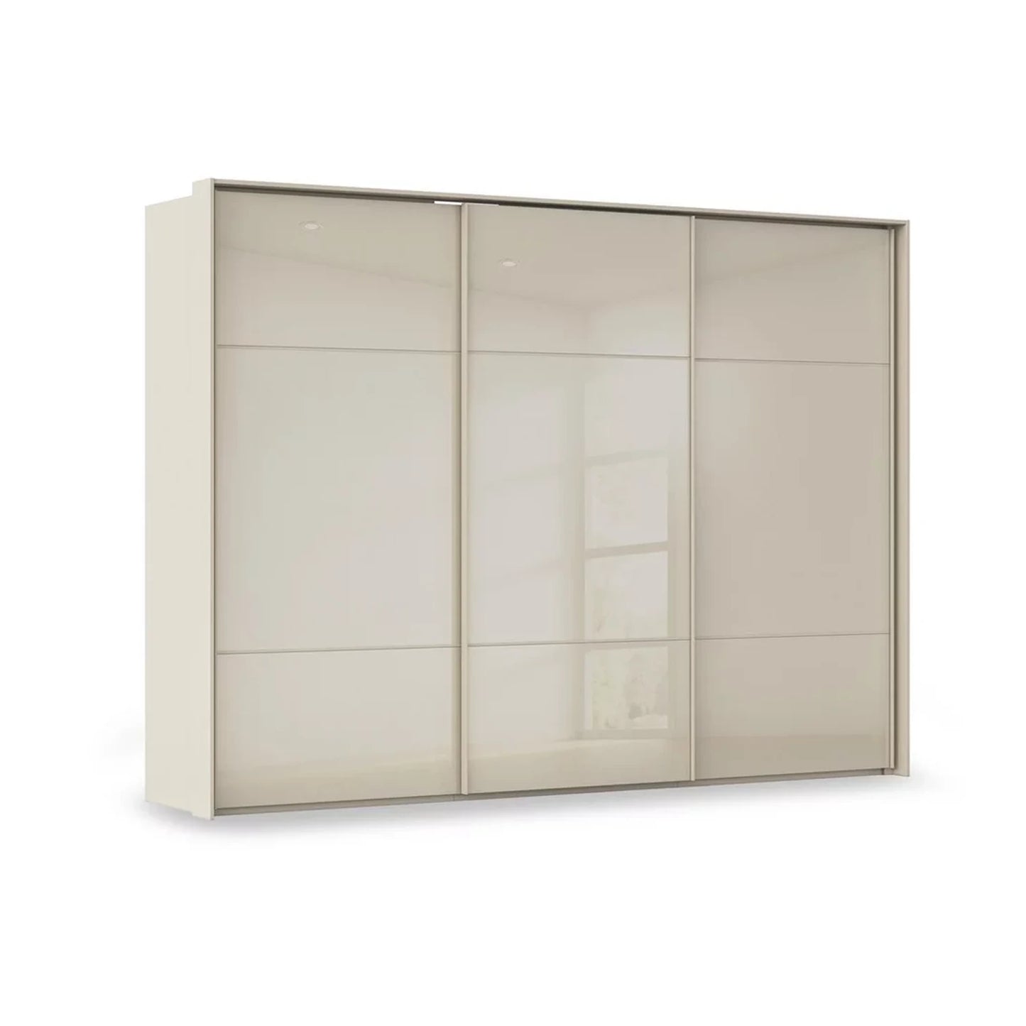 Rauch Haven 3 Door Slider Wardrobe with Glass Doors in Champagne