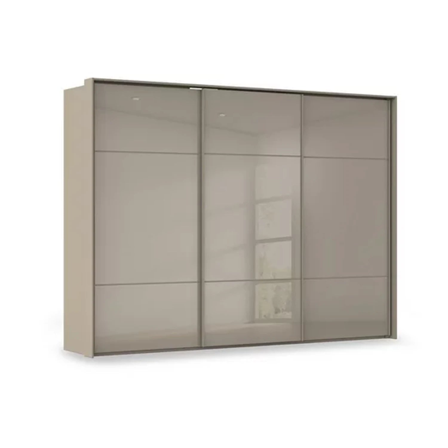Rauch Haven 3 Door Slider Wardrobe with Glass Doors in Fango