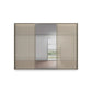 Rauch Haven 3 Door Slider Wardrobe with 2 Glass Doors, 1 Mirror Door & Lights - Front view