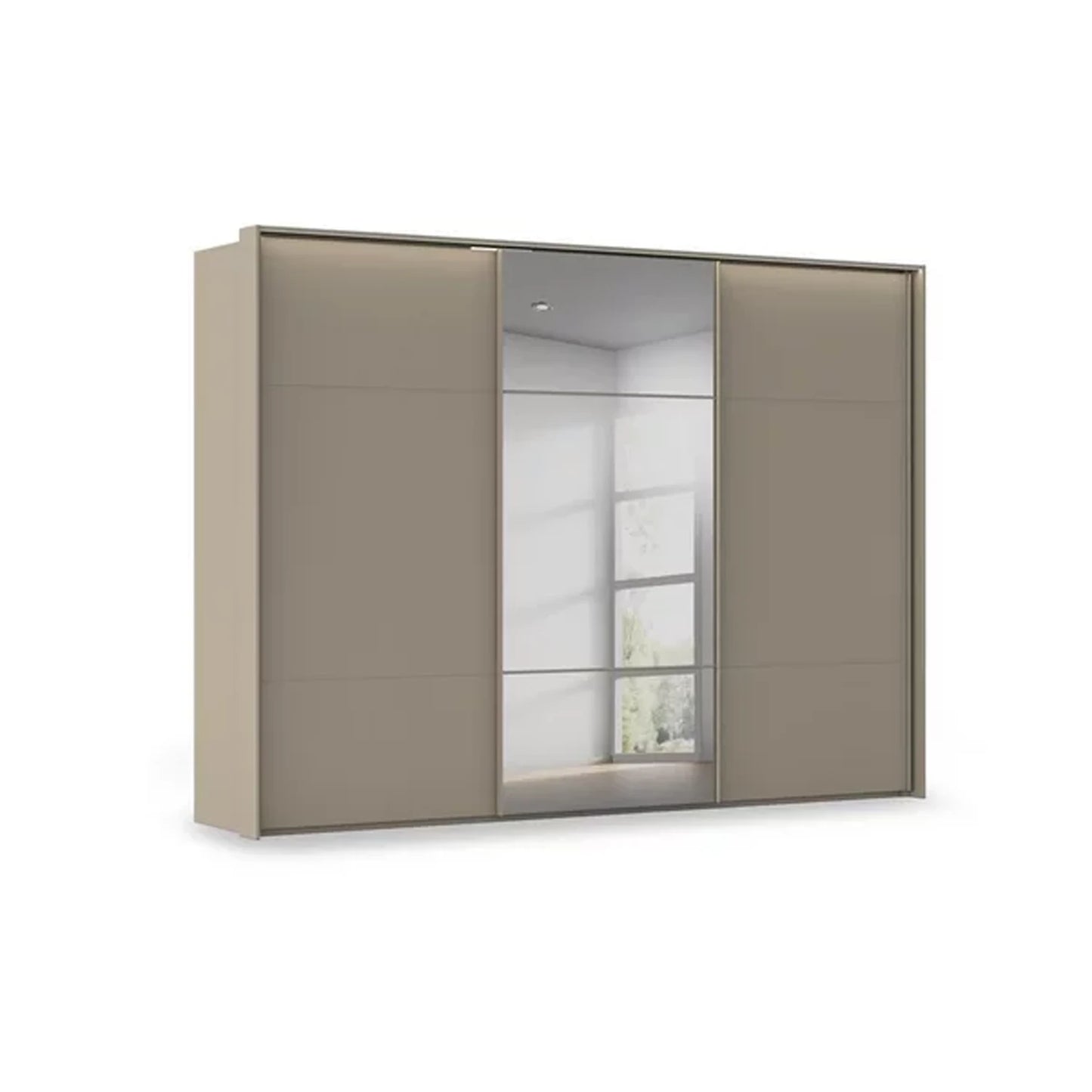 Rauch Heaven 3 Door Slider Wardrobe with 2 Décor Doors, 1 Mirror Door and Lights in Fango