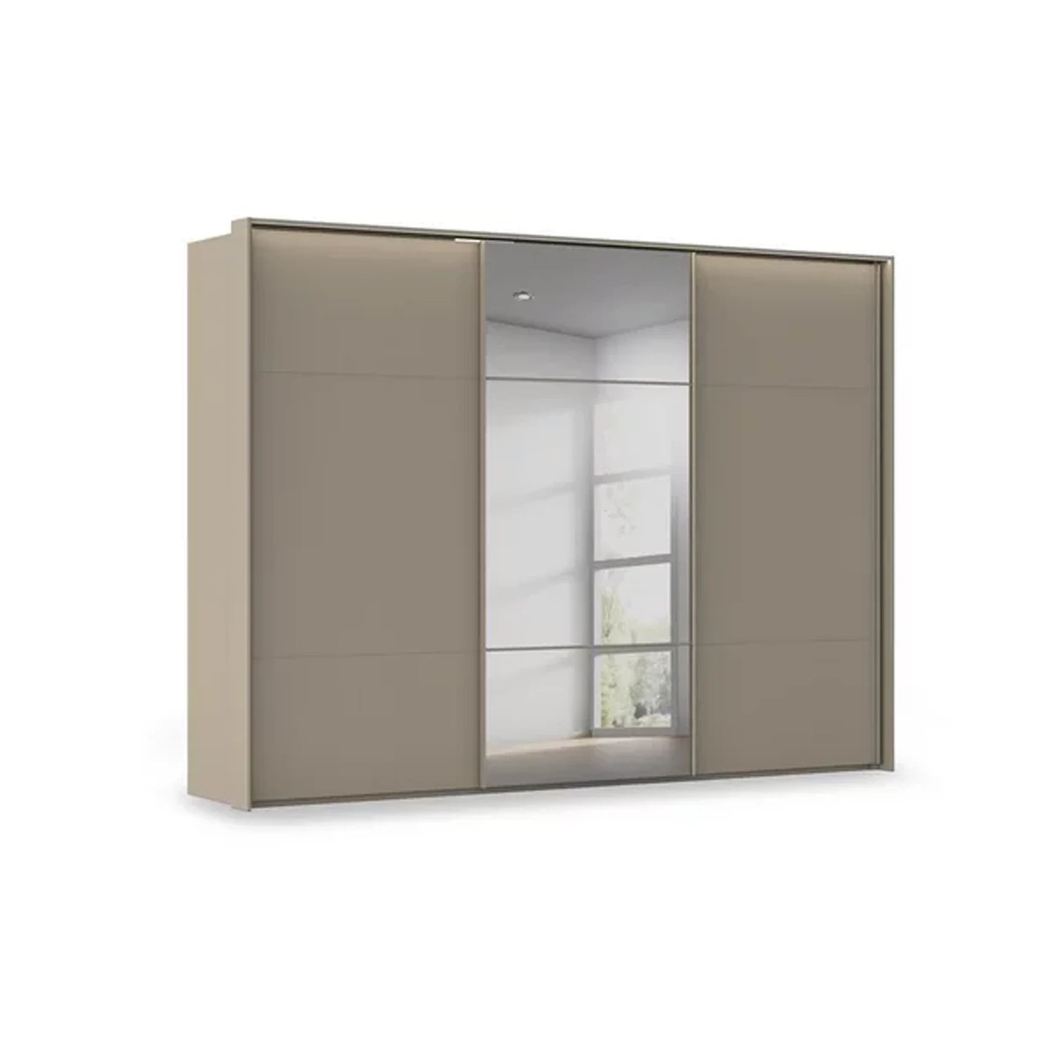 Rauch Heaven 3 Door Slider Wardrobe with 2 Décor Doors, 1 Mirror Door and Lights in Fango
