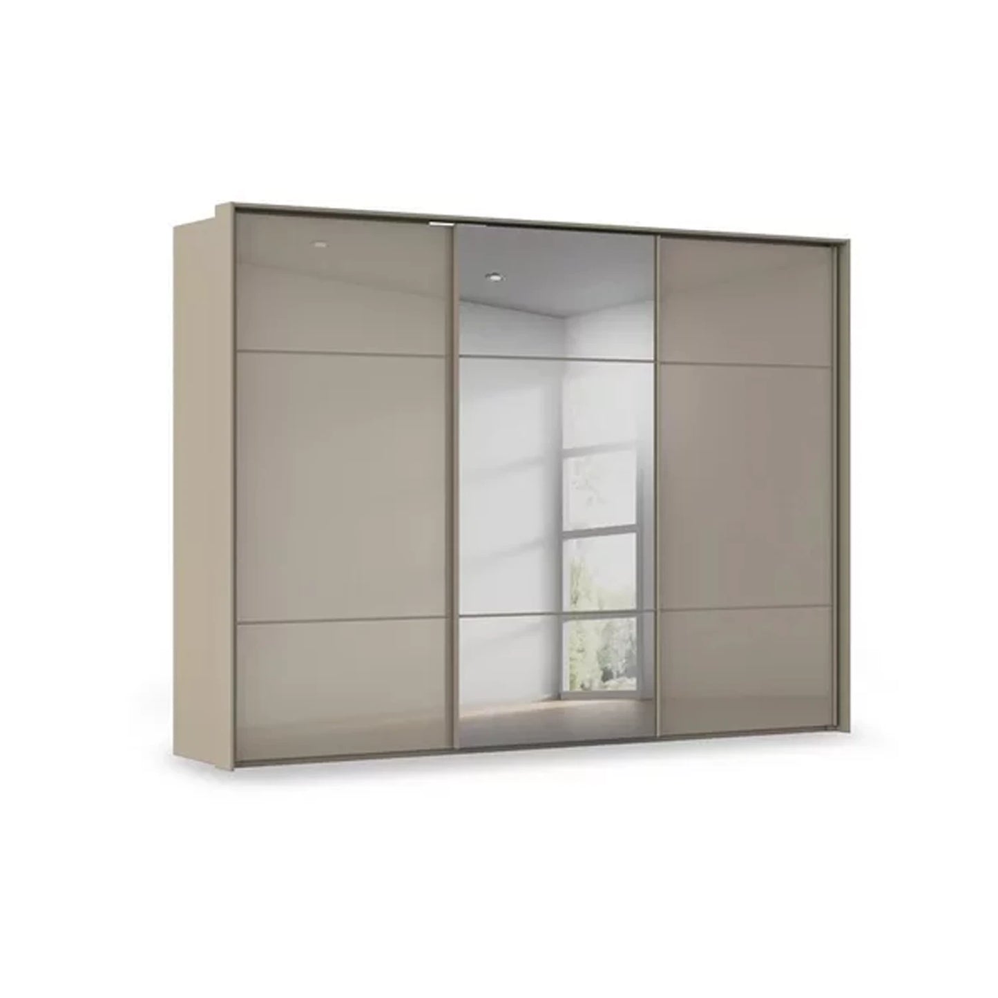 Rauch Heaven 3 Door Slider Wardrobe with 2 Glass Doors and 1 Mirror Door in Fango