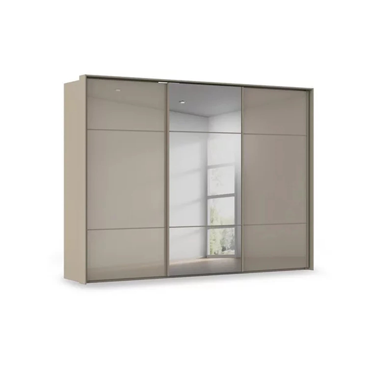 Rauch Heaven 3 Door Slider Wardrobe with 2 Glass Doors and 1 Mirror Door in Fango