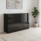 Rauch Heaven 4 Drawer 1 Door Chest with Glass Front in Black styled in a modern room