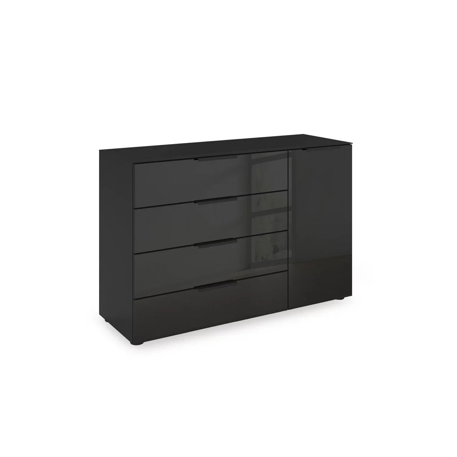 Rauch Haven 4 Drawer 1 Door Chest with Glass Front in Black
