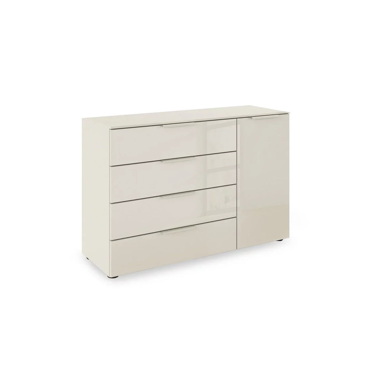 Rauch Heaven 4 Drawer 1 Door Glass Chest with Glass Top and Front in Champagne