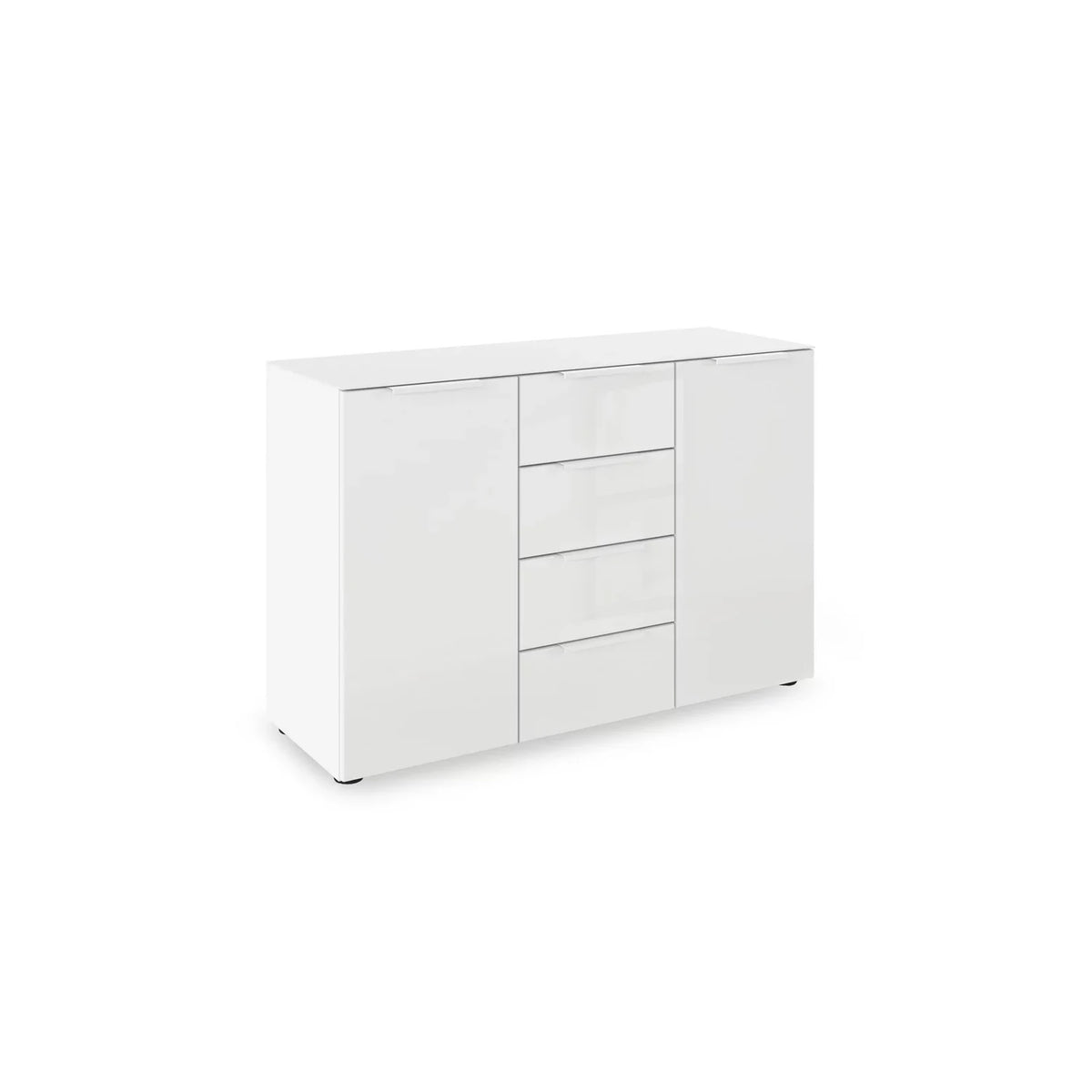 Rauch Haven 4 Drawer 2 Door Glass Chest with Glass Top and Front in White