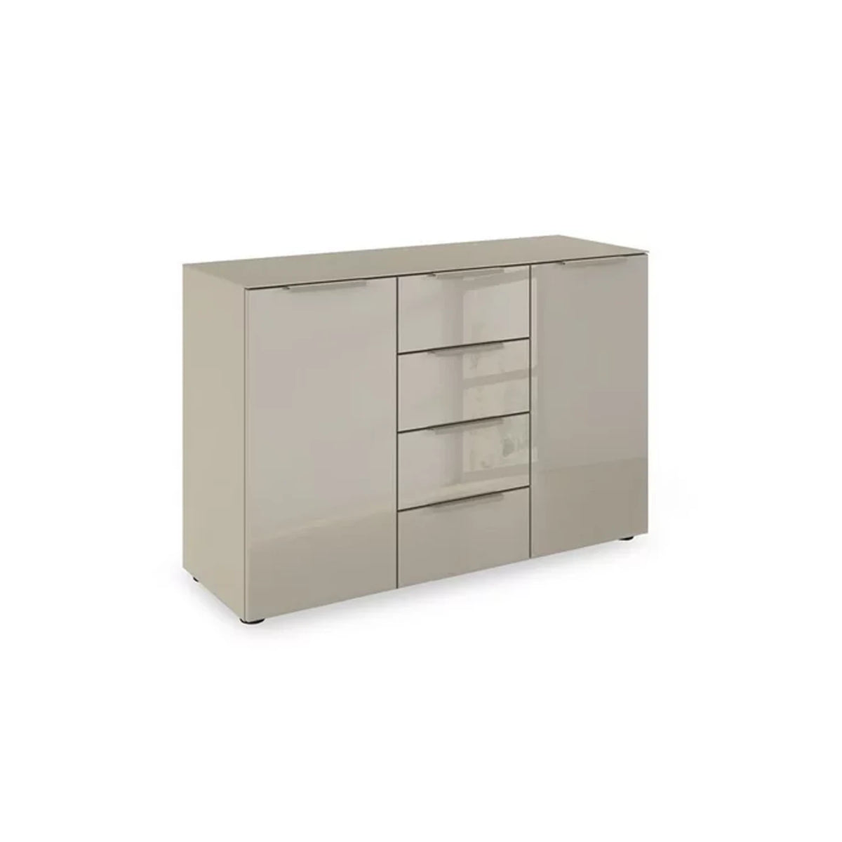 Rauch Haven 4 Drawer 2 Door Glass Chest with Glass Top and Front in Fango