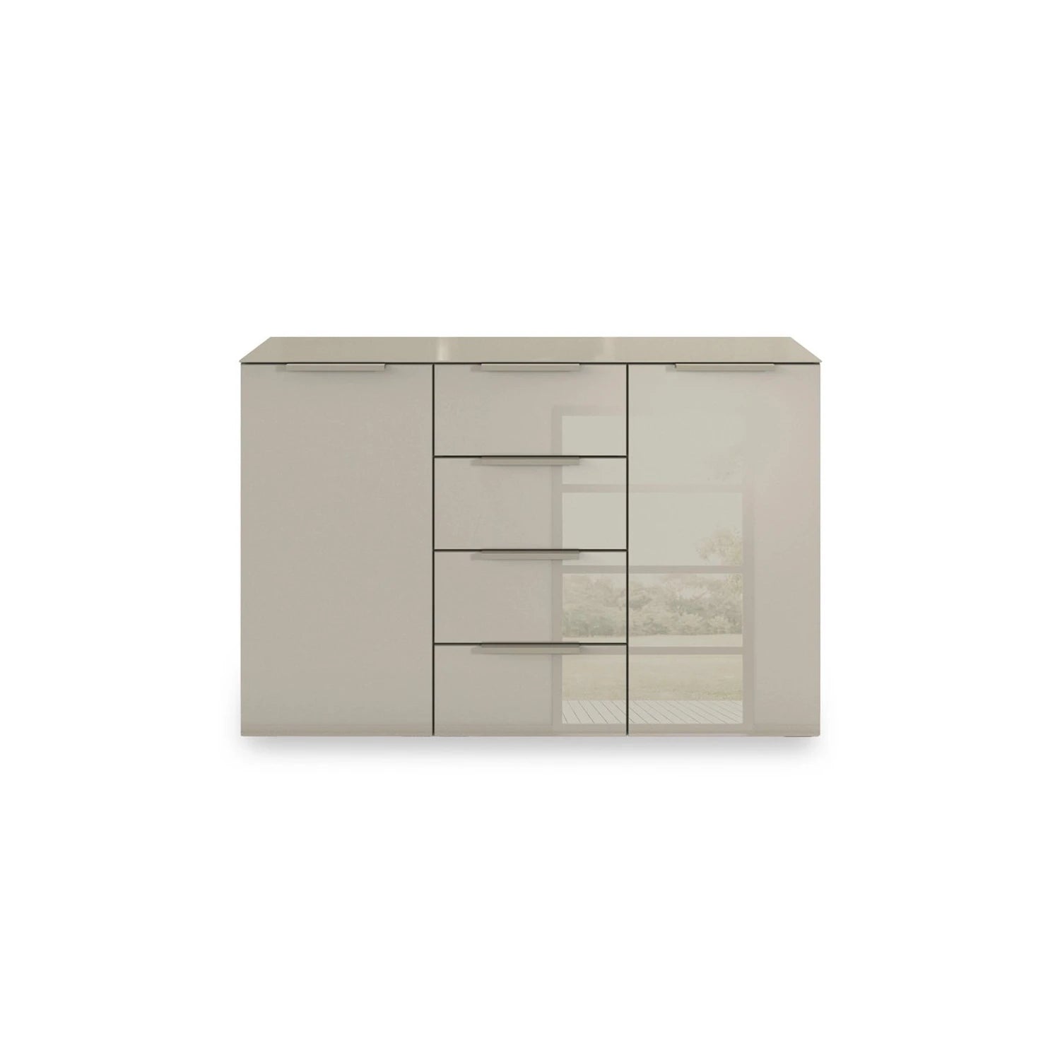 Rauch Haven 4 Drawer 2 Door Glass Chest with Glass Top and Front - Front view