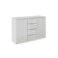 Rauch Haven 4 Drawer 2 Door Glass Chest with Glass Top and Front in Silk Grey