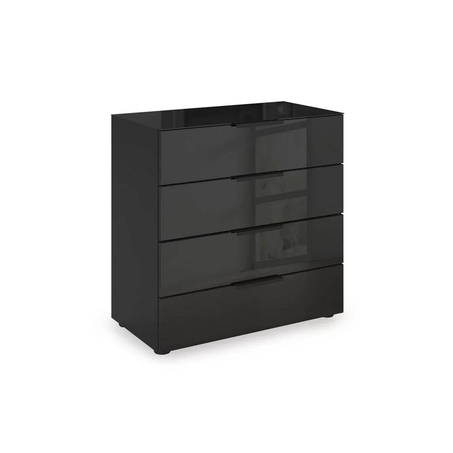 Rauch Haven 80cm 4 Drawer Chest with Glass Top and Front in Black
